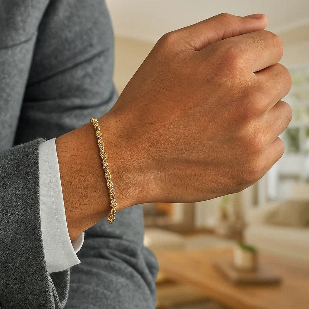 14k Yellow Gold Solid Diamond Cut Rope Bracelet (2.50 mm)