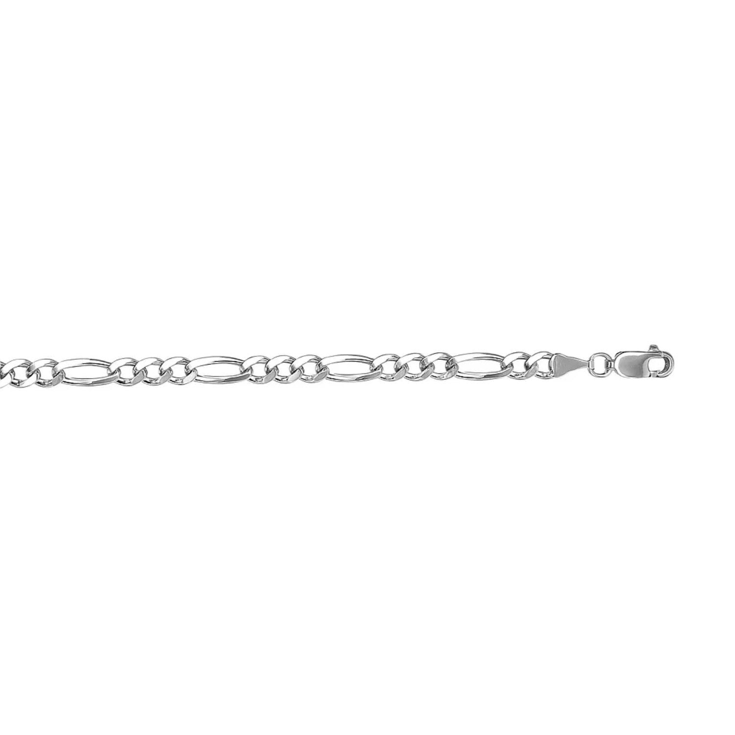 14k White Gold Solid Figaro Bracelet (3.80 mm)