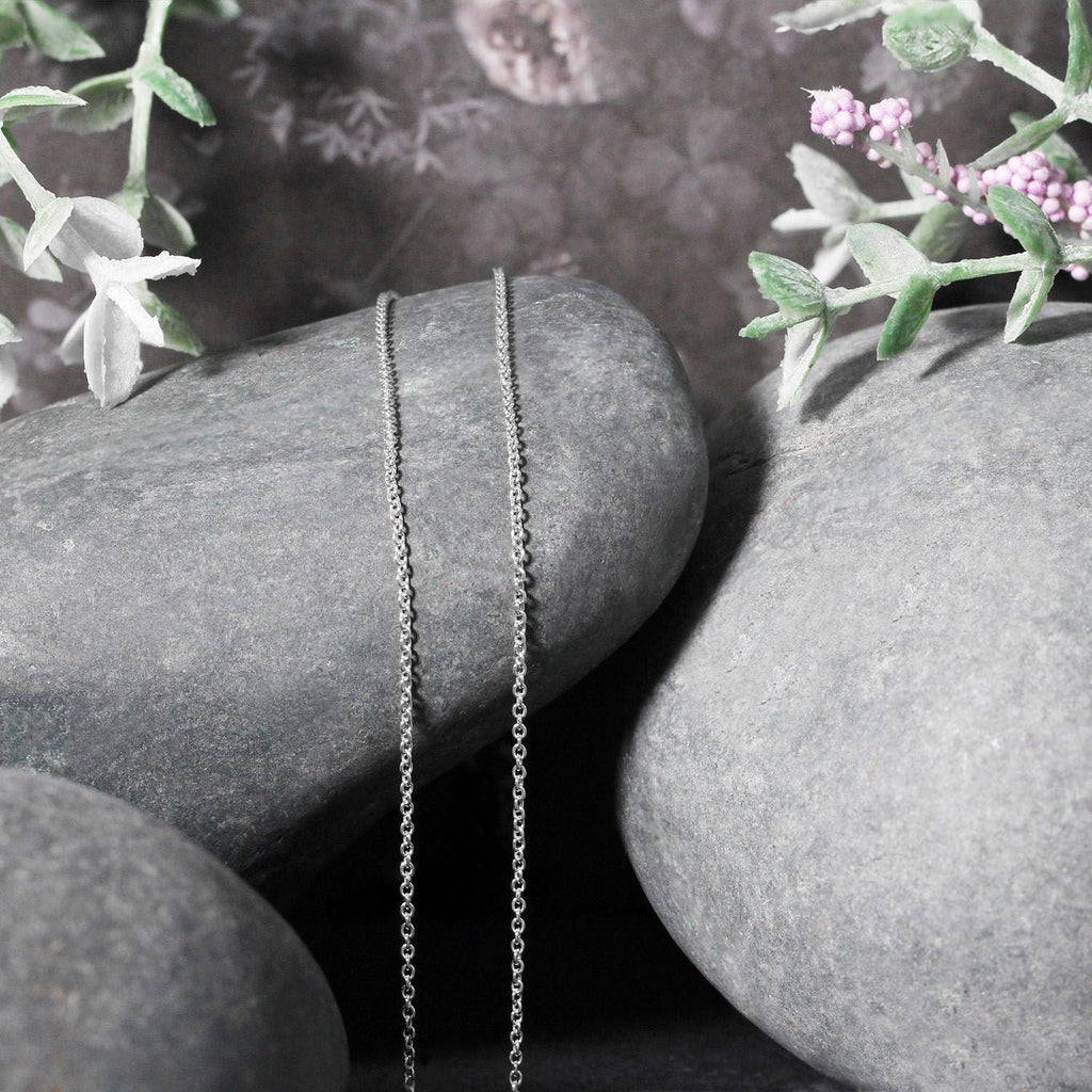 14k White Gold Round Cable Link Chain (1.20 mm)