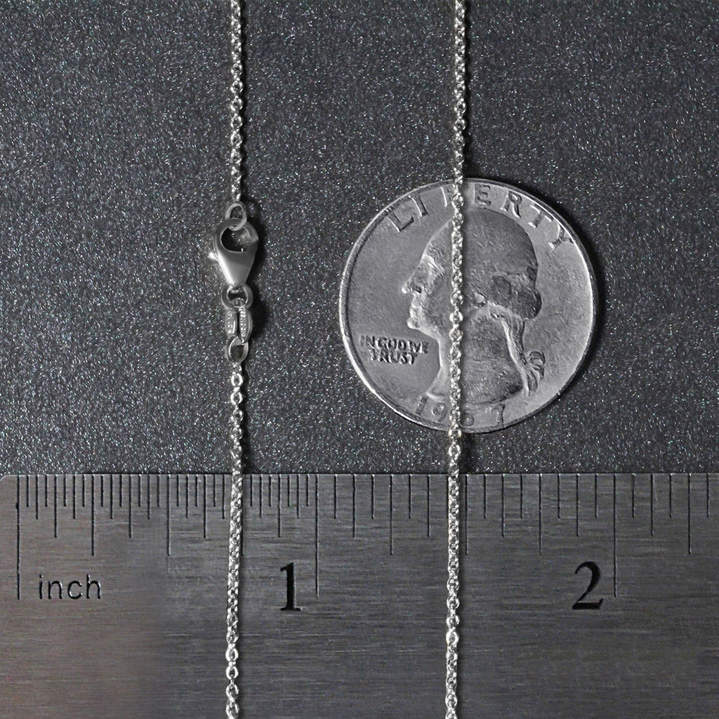 14k White Gold Round Cable Link Chain (1.20 mm)