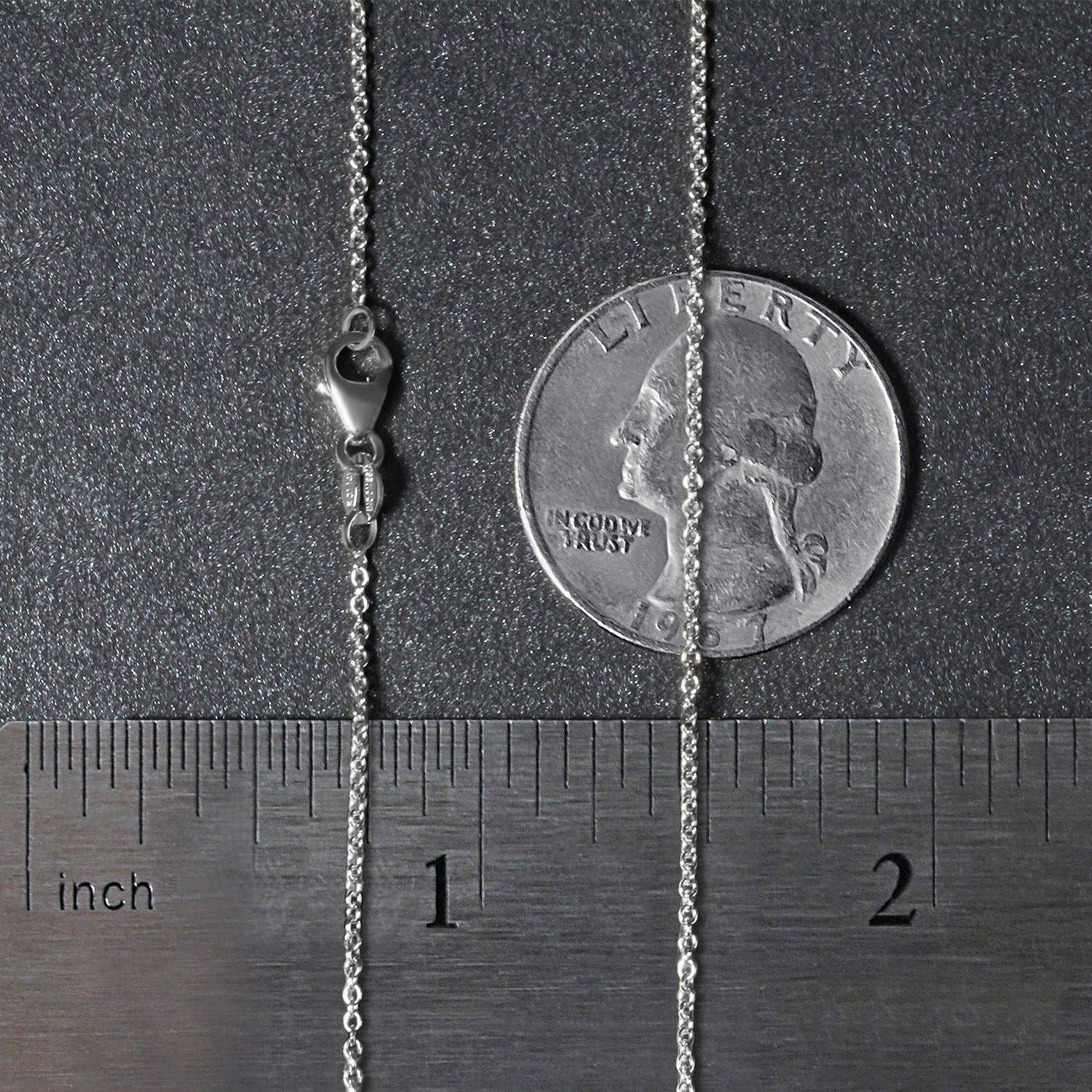 14k White Gold Round Cable Link Chain (1.20 mm)