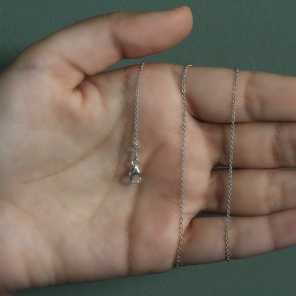 14k White Gold Round Cable Link Chain (1.20 mm)