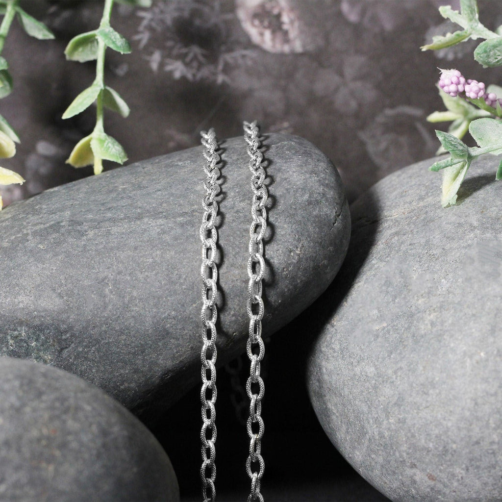 14k White Gold Pendant Chain with Textured Links (2.90 mm)