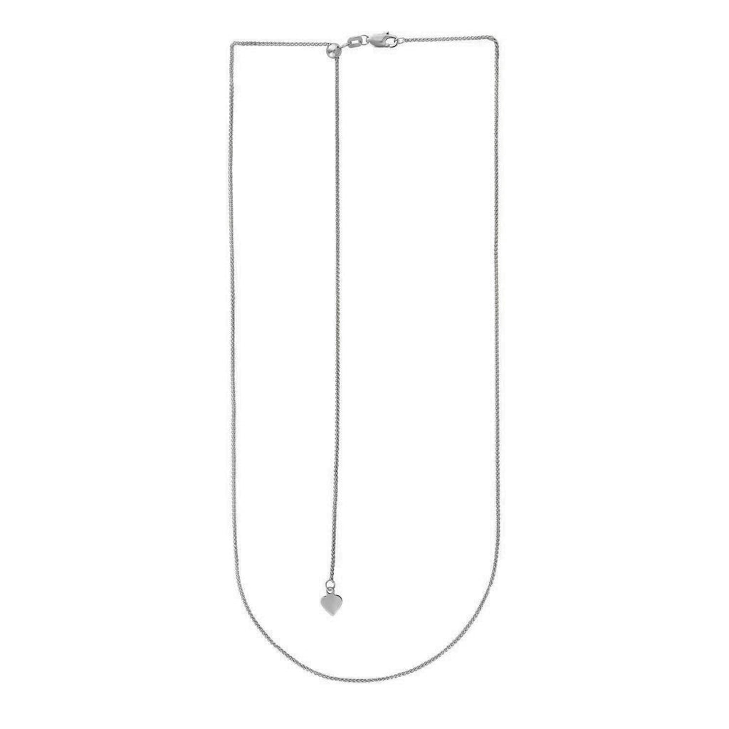 14k White Gold Adjustable Wheat Chain (1.00 mm)