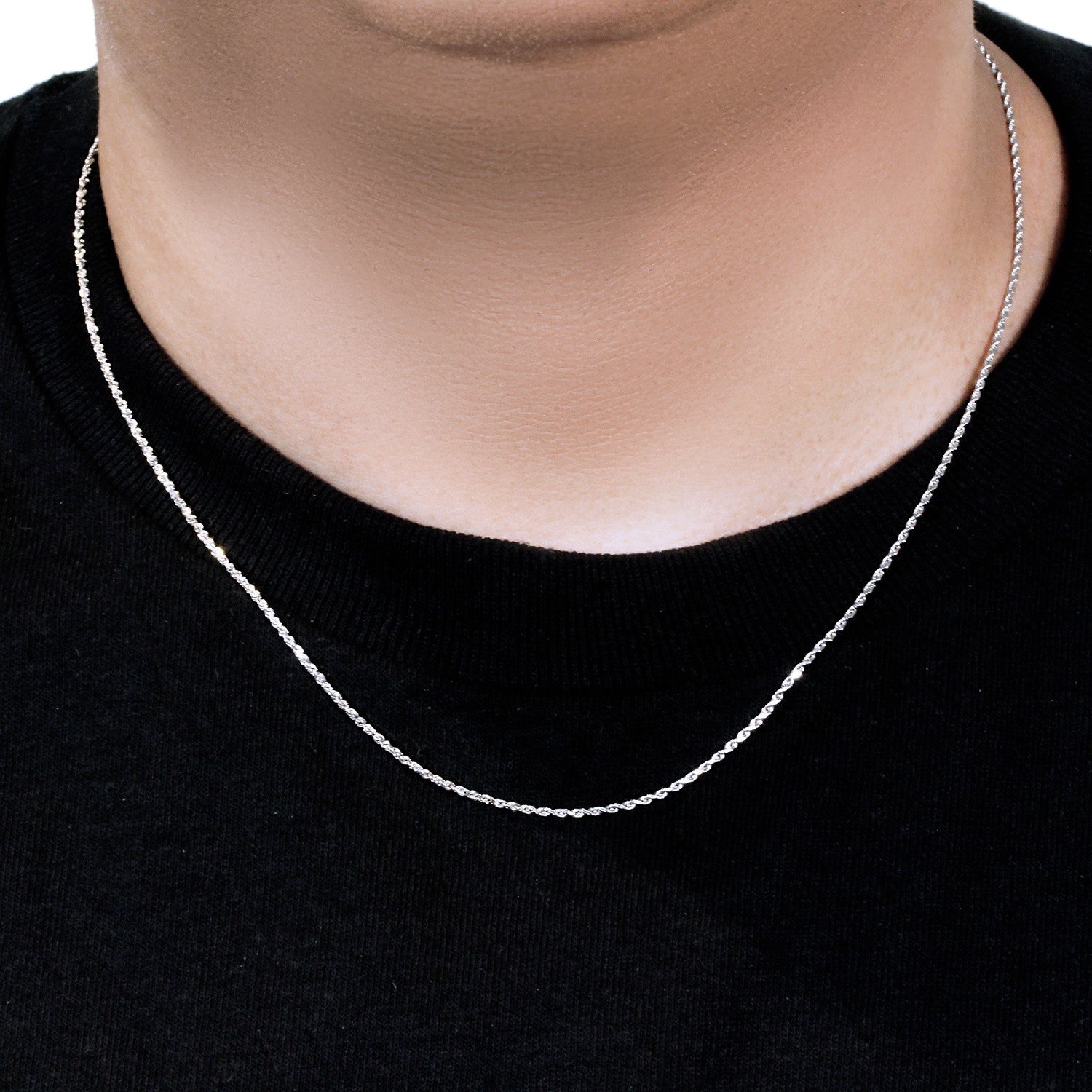 10k White Gold Solid Diamond Cut Rope Chain (1.40 mm)