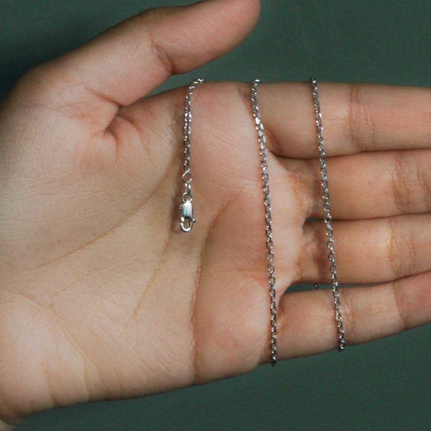 14k White Gold Diamond Cut Cable Link Chain (1.9 mm)