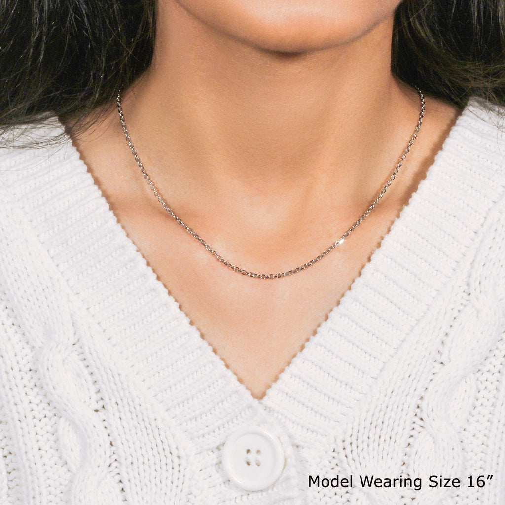 14k White Gold Diamond Cut Cable Link Chain (1.9 mm)