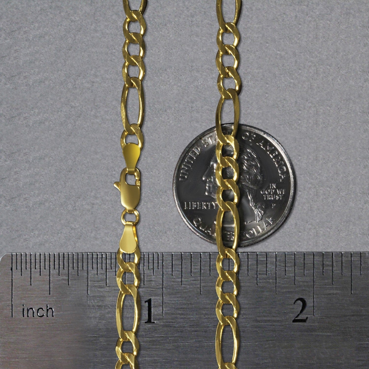 10K Yellow Gold Solid Figaro Chain (4.50 mm)