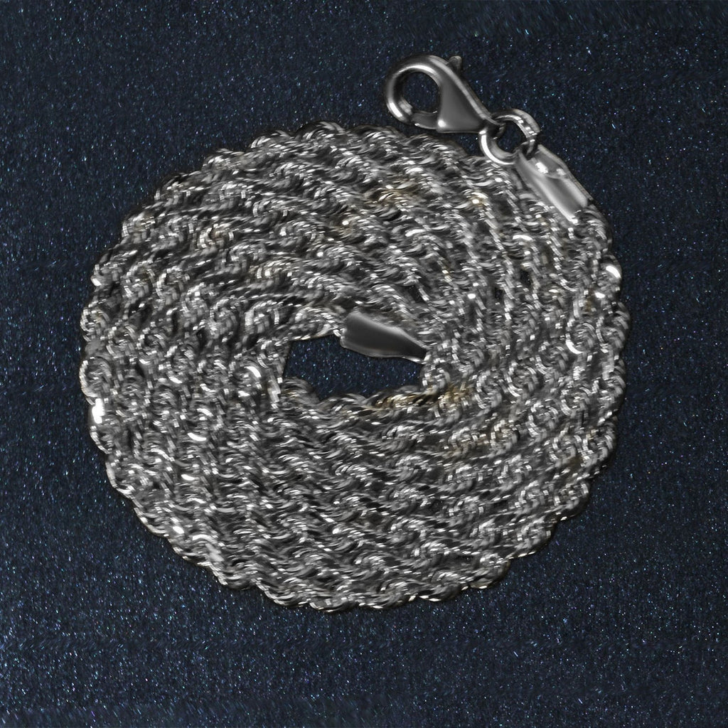 14k White Gold Solid Diamond Cut Rope Chain (2.50 mm)