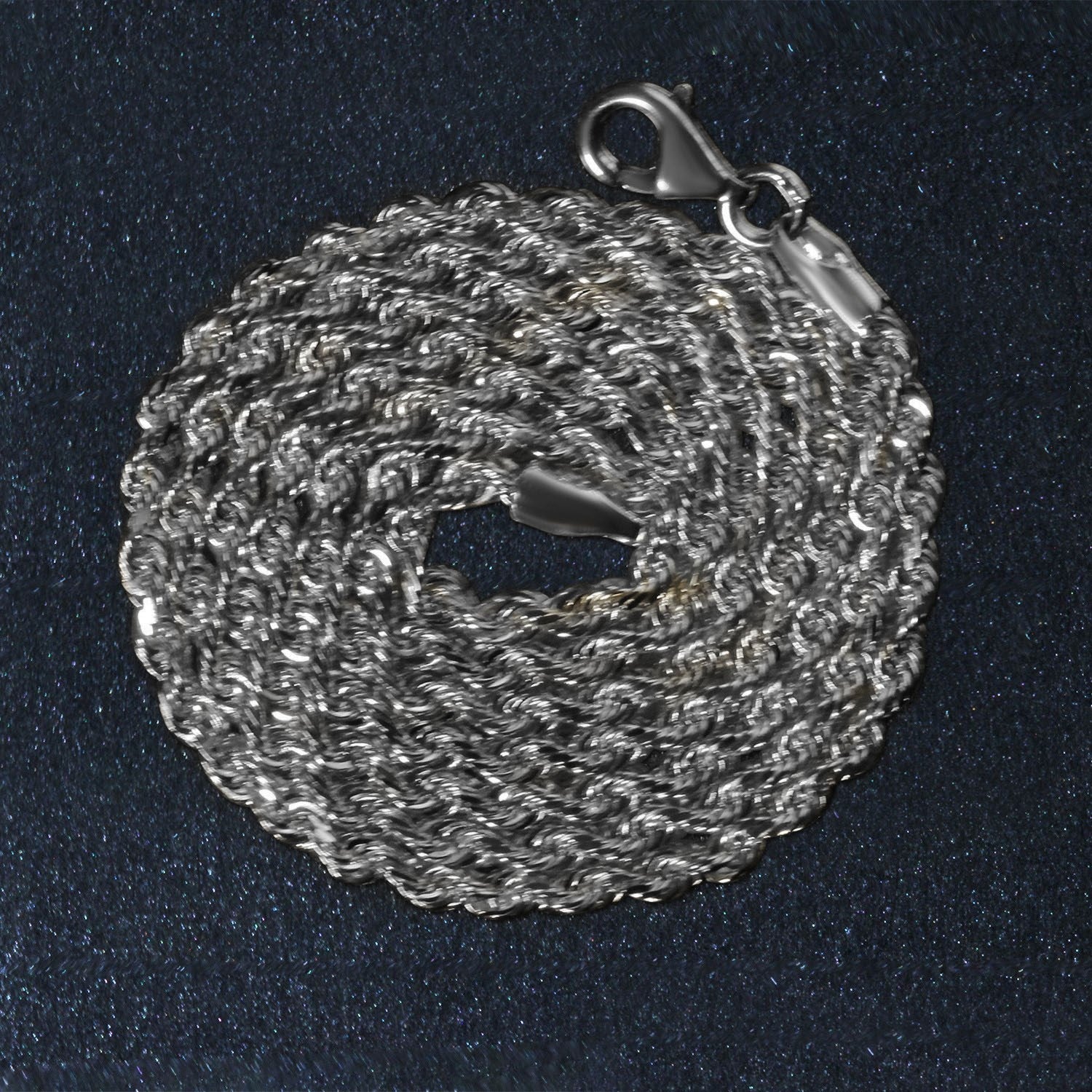 14k White Gold Solid Diamond Cut Rope Chain (2.50 mm)