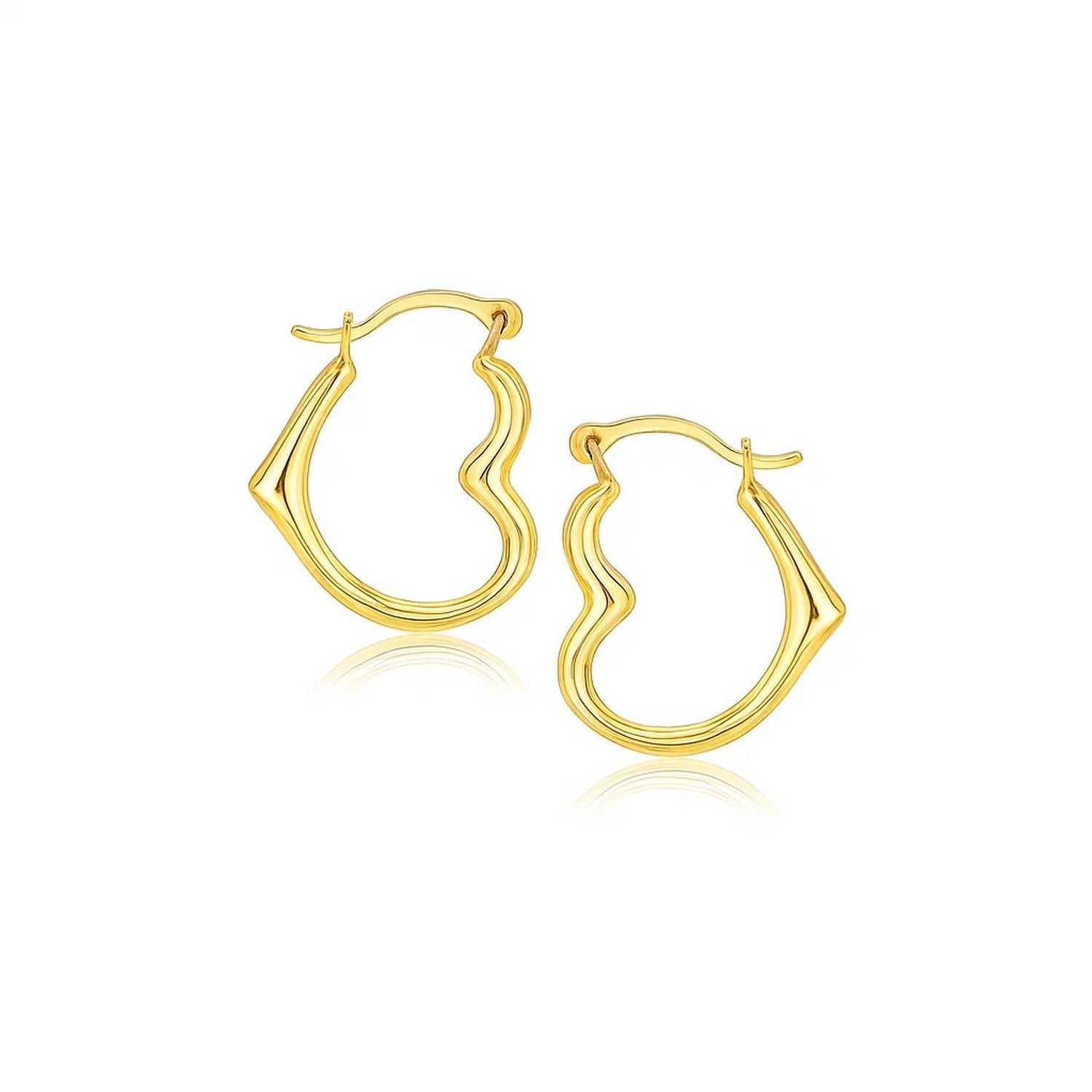 10k Yellow Gold Heart Hoop Earrings