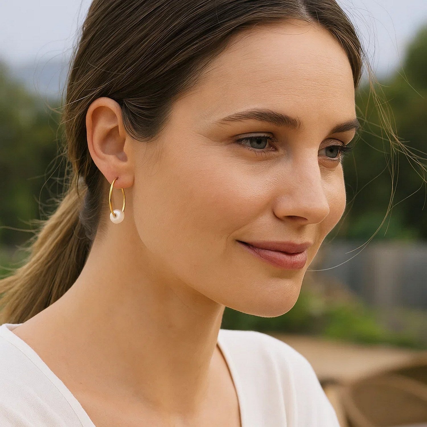 14k Yellow Gold Round Endless Pearl Earring(1x14mm)