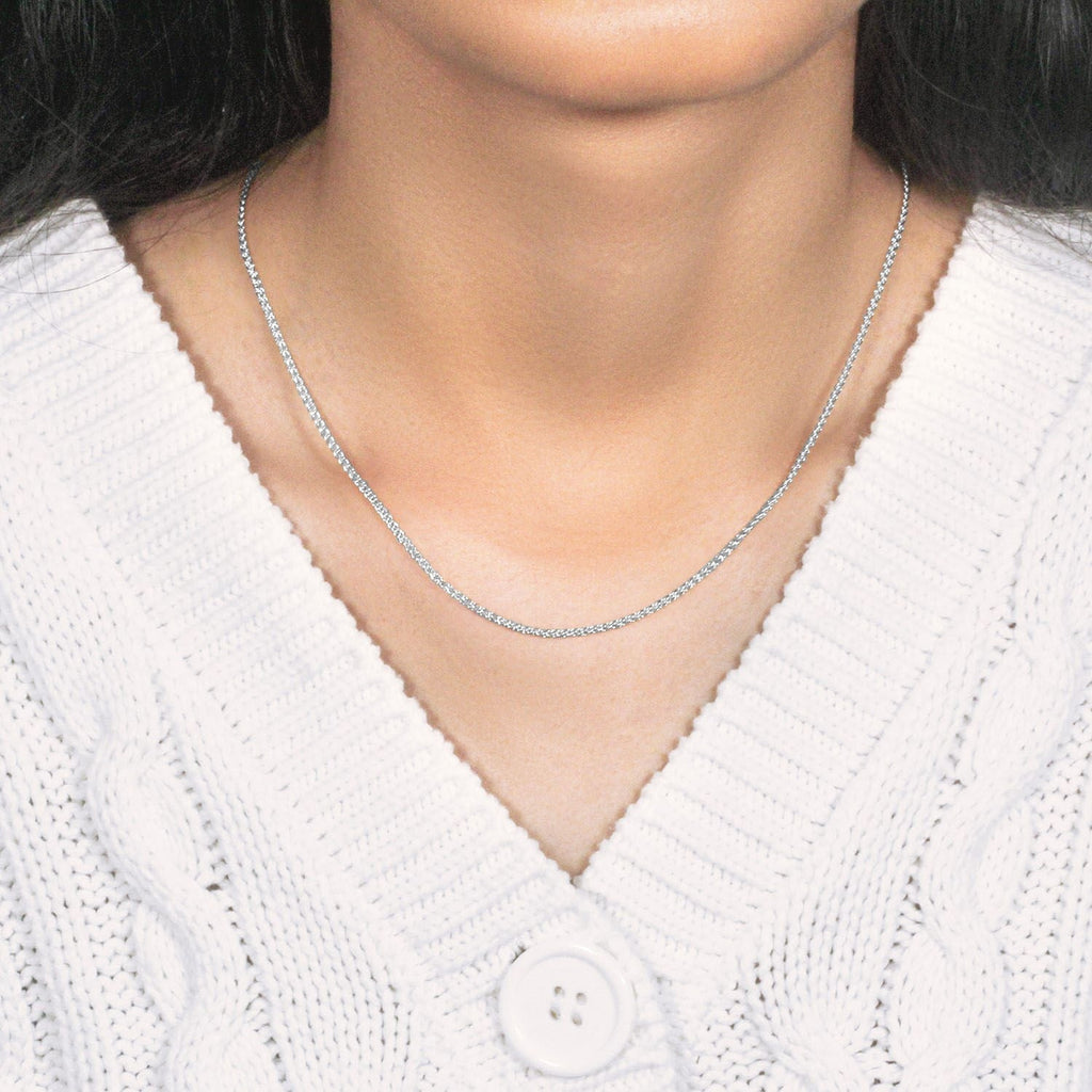 14k White Gold Round Wheat Chain (1.5 mm)