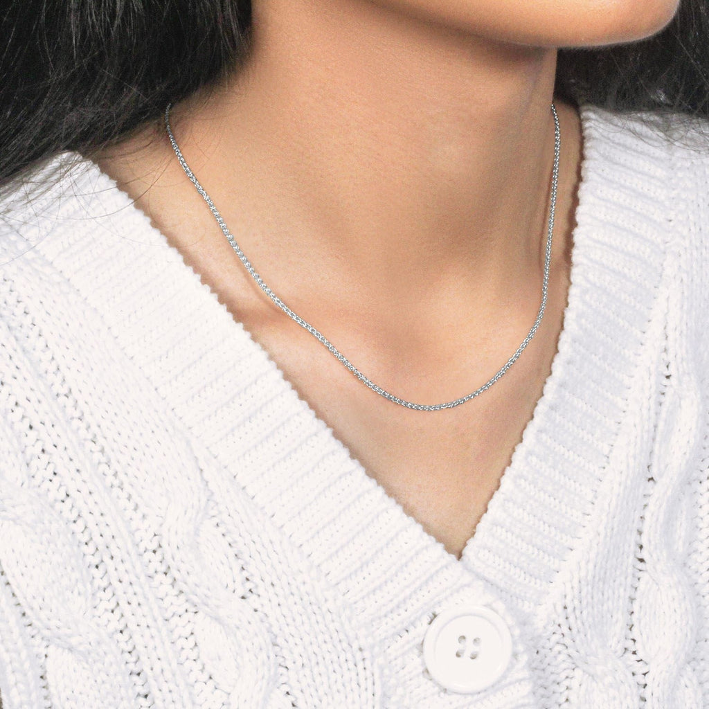 14k White Gold Round Wheat Chain (1.5 mm)