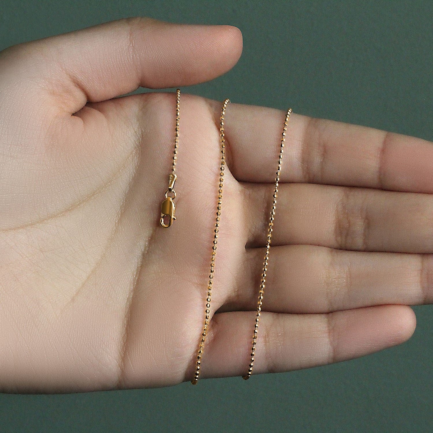 14k Yellow Gold Diamond-Cut Bead Chain (1.10 mm)