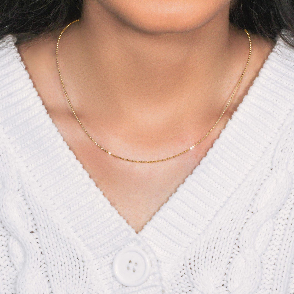 14k Yellow Gold Diamond-Cut Bead Chain (1.10 mm)