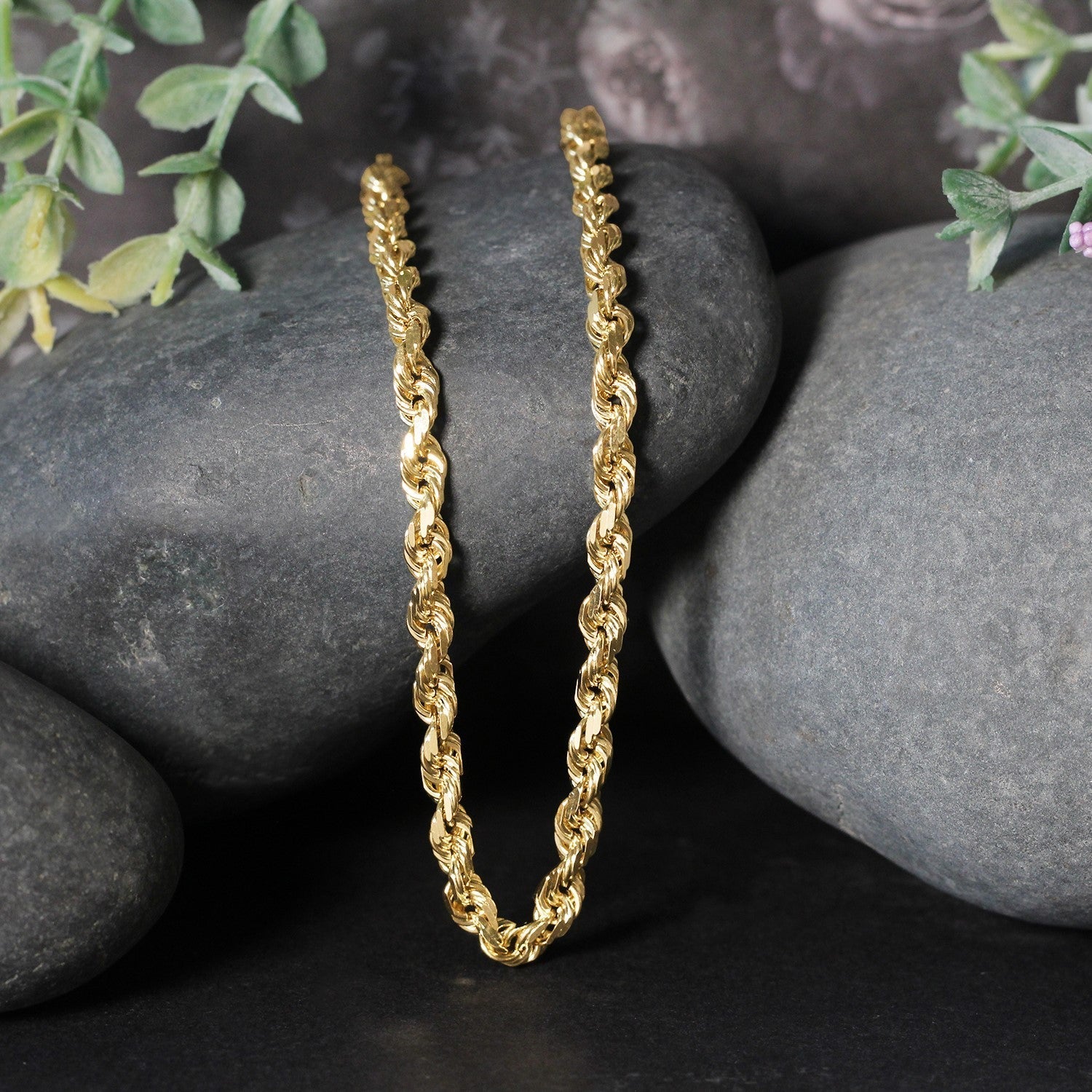10k Yellow Gold Solid Diamond Cut Rope Chain (5.00 mm)
