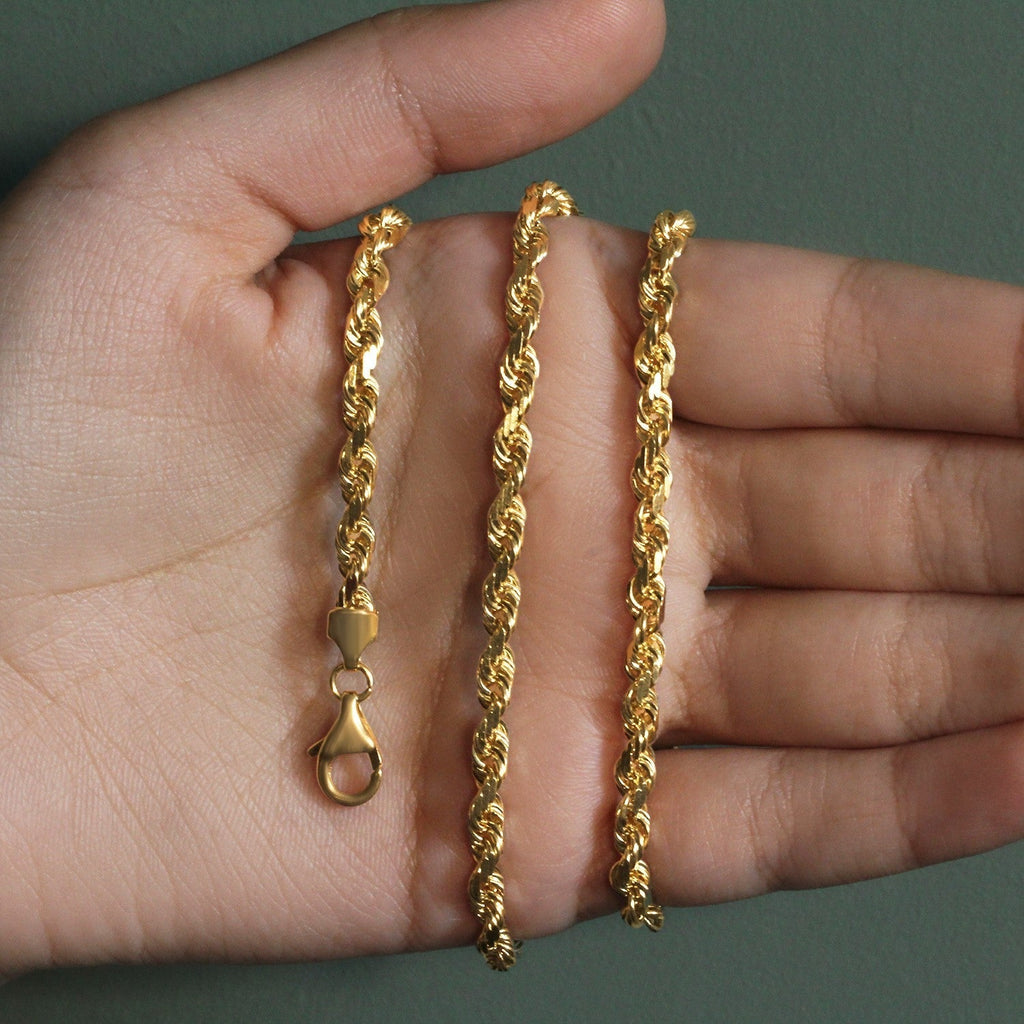 10k Yellow Gold Solid Diamond Cut Rope Chain (5.00 mm)