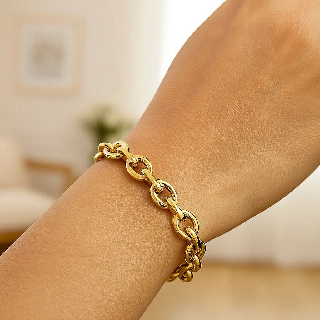 14k Yellow Gold Polished Cable Motif Bracelet (9.65 mm)