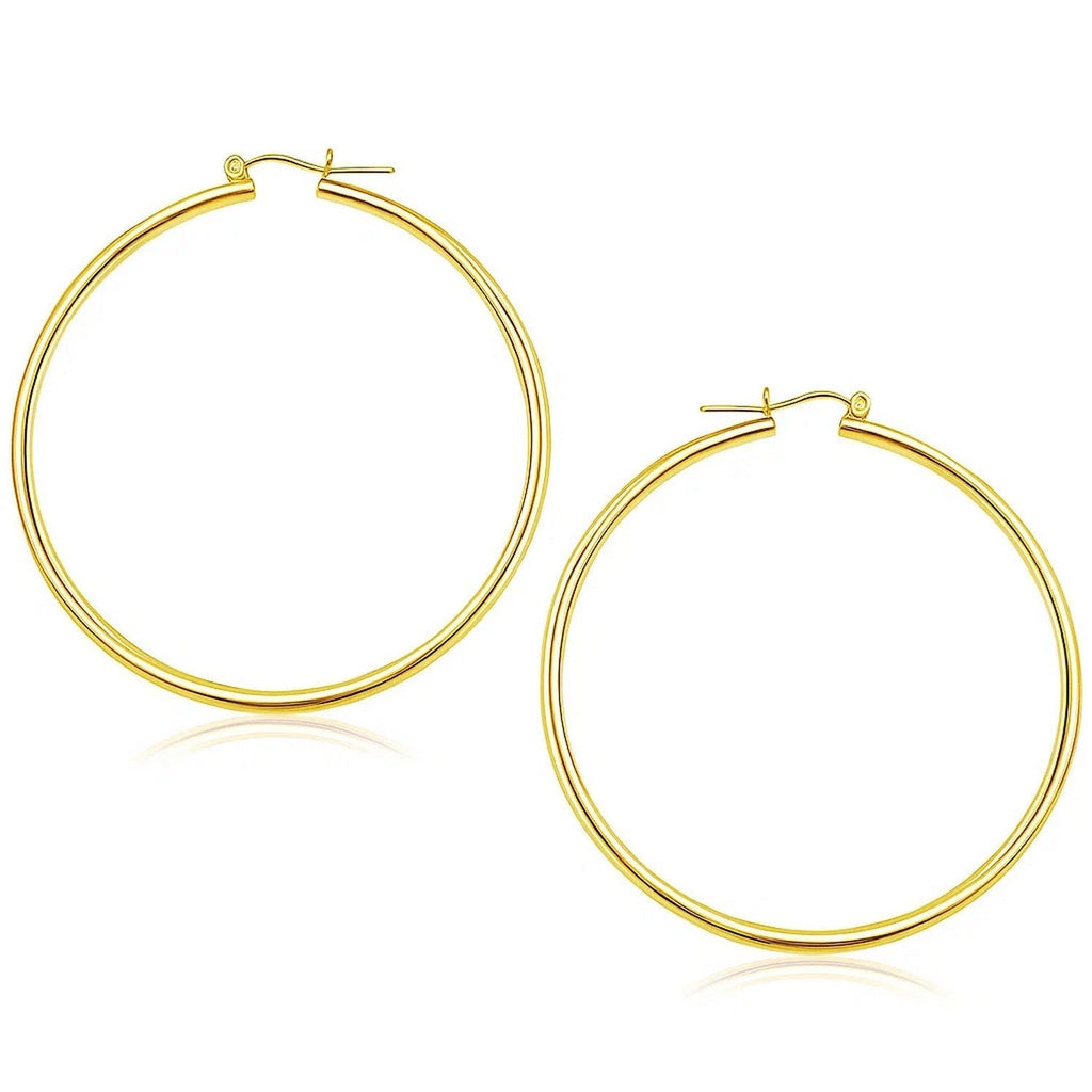 14k Yellow Gold Polished Hoop Earrings (2x55mm)