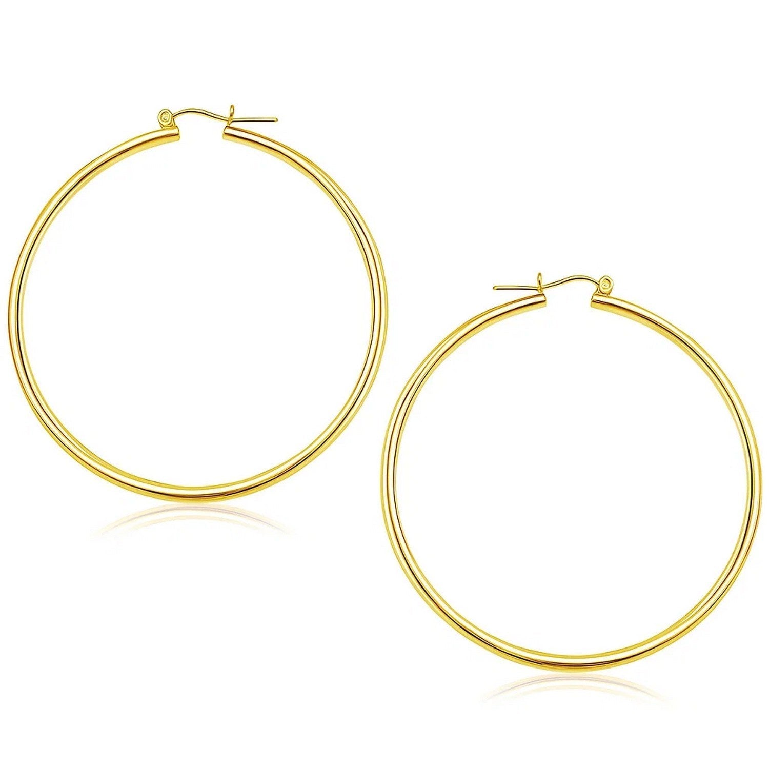 14k Yellow Gold Polished Hoop Earrings (2x55mm)