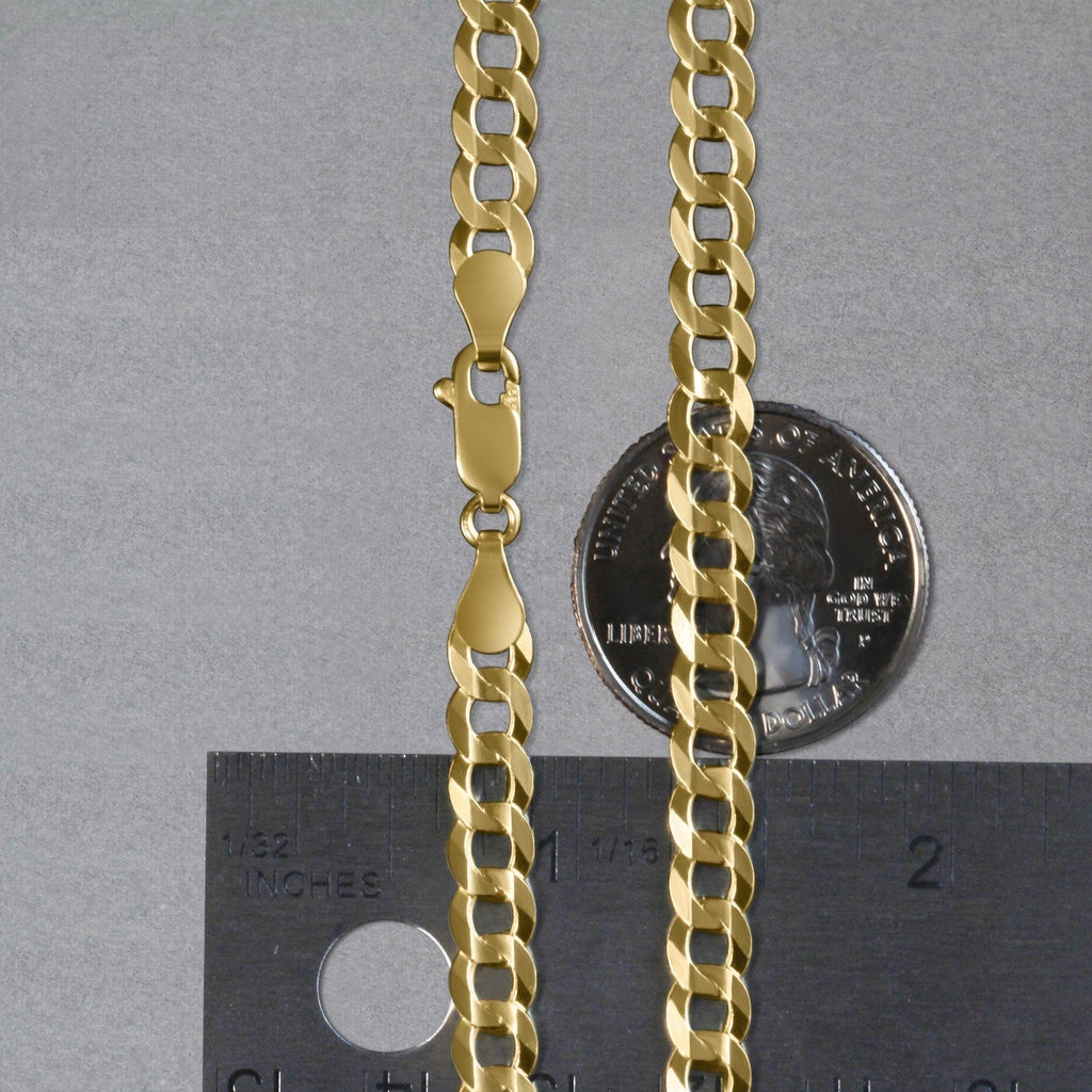 14k Yellow Gold Solid Curb Chain (5.70 mm)