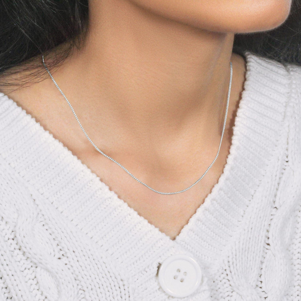 14k White Gold Round Wheat Chain (1.00 mm)