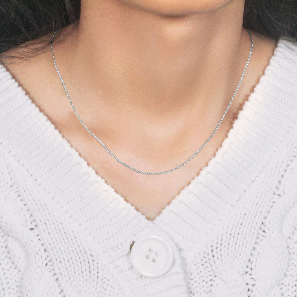 14k White Gold Round Wheat Chain (1.00 mm)