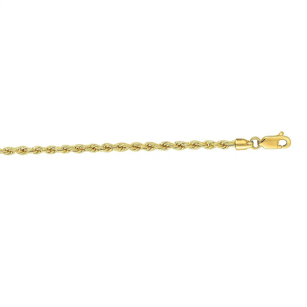 14k Yellow Gold Solid Rope Bracelet (2.50 mm)