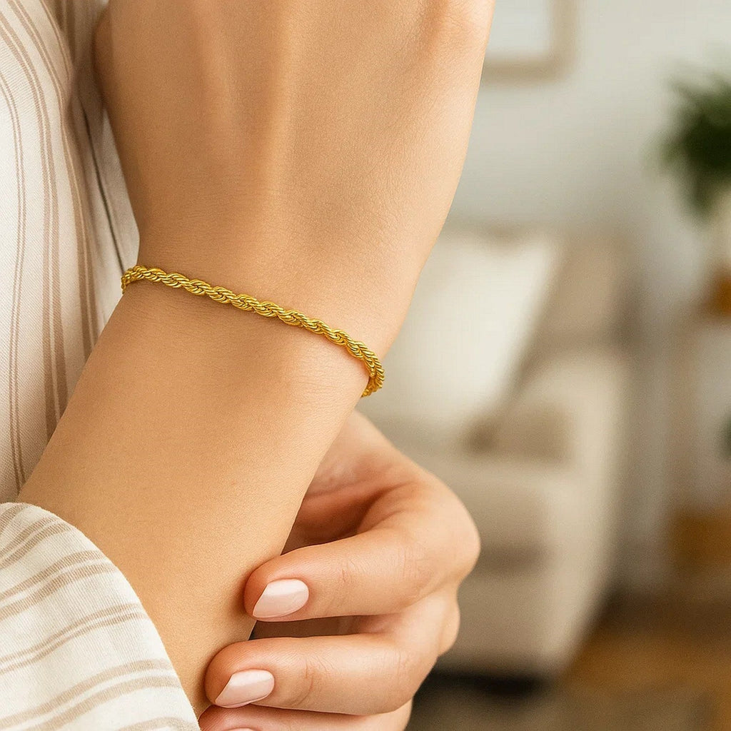 14k Yellow Gold Solid Rope Bracelet (2.50 mm)