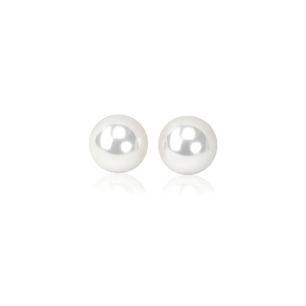 14k Yellow Gold Freshwater Cultured White Pearl Stud Earrings (6mm)