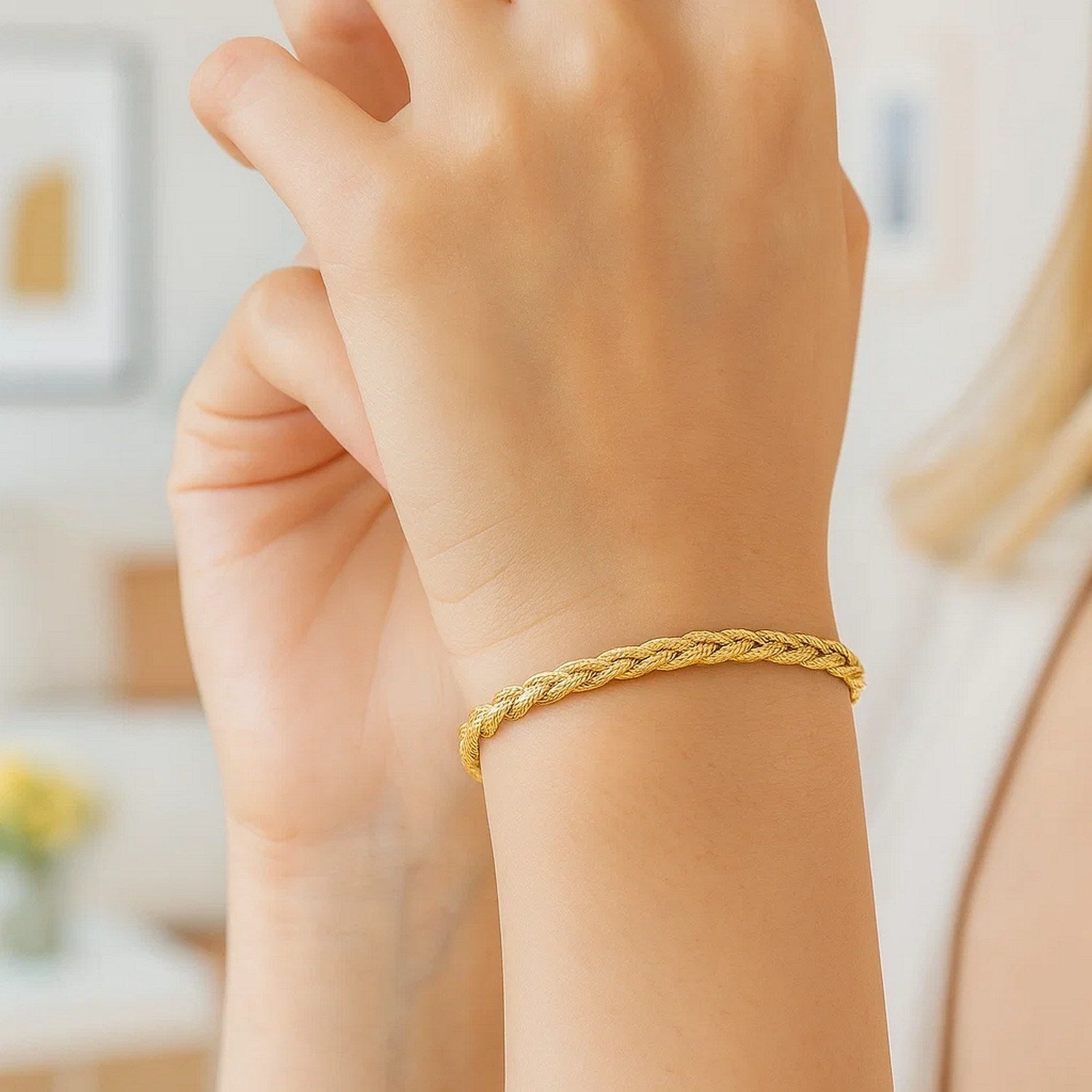 14k Yellow Gold Braided Bracelet  (3.50 mm)