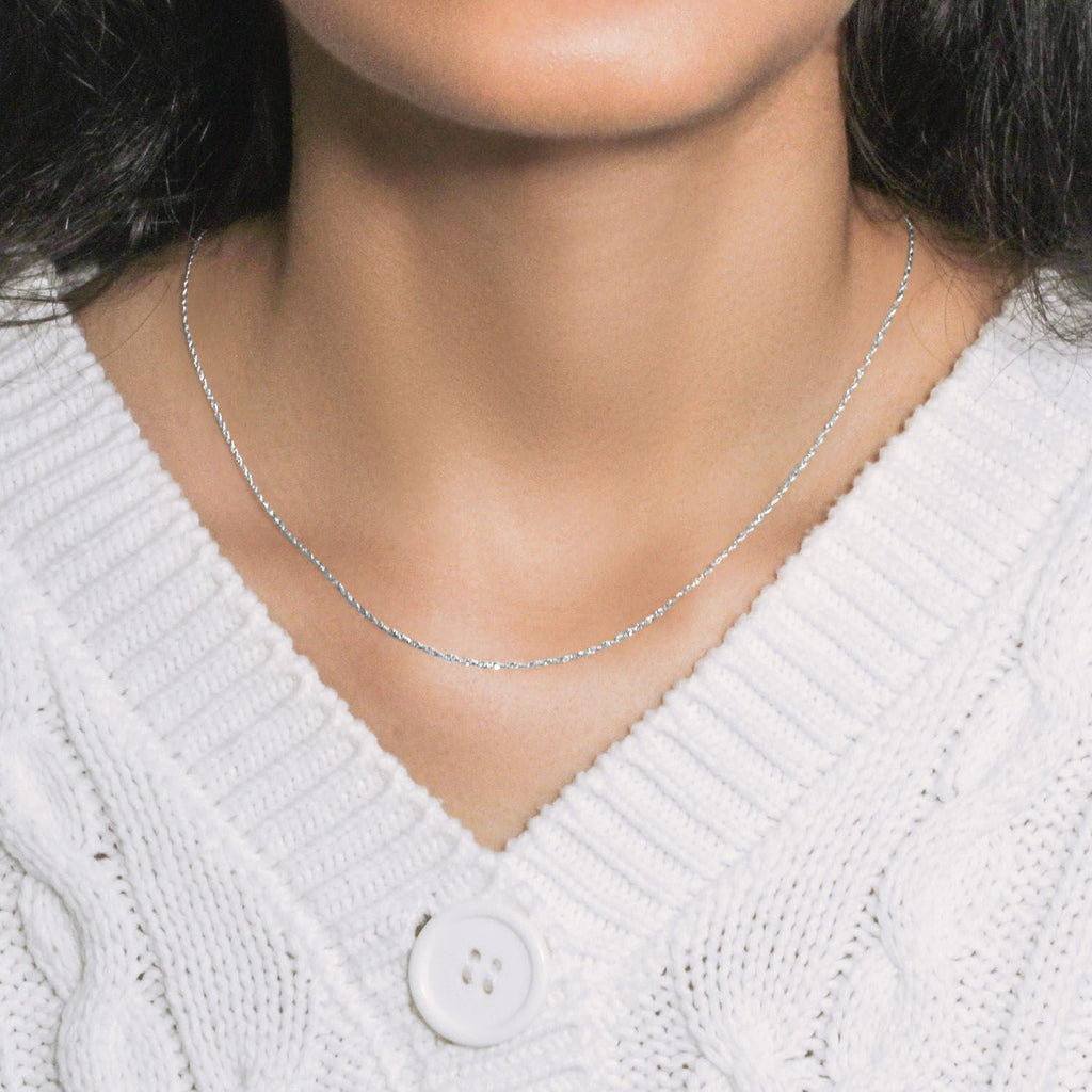 14k White Gold Singapore Chain (1.10 mm)