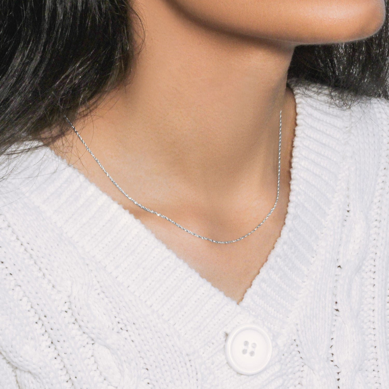 14k White Gold Singapore Chain (1.10 mm)