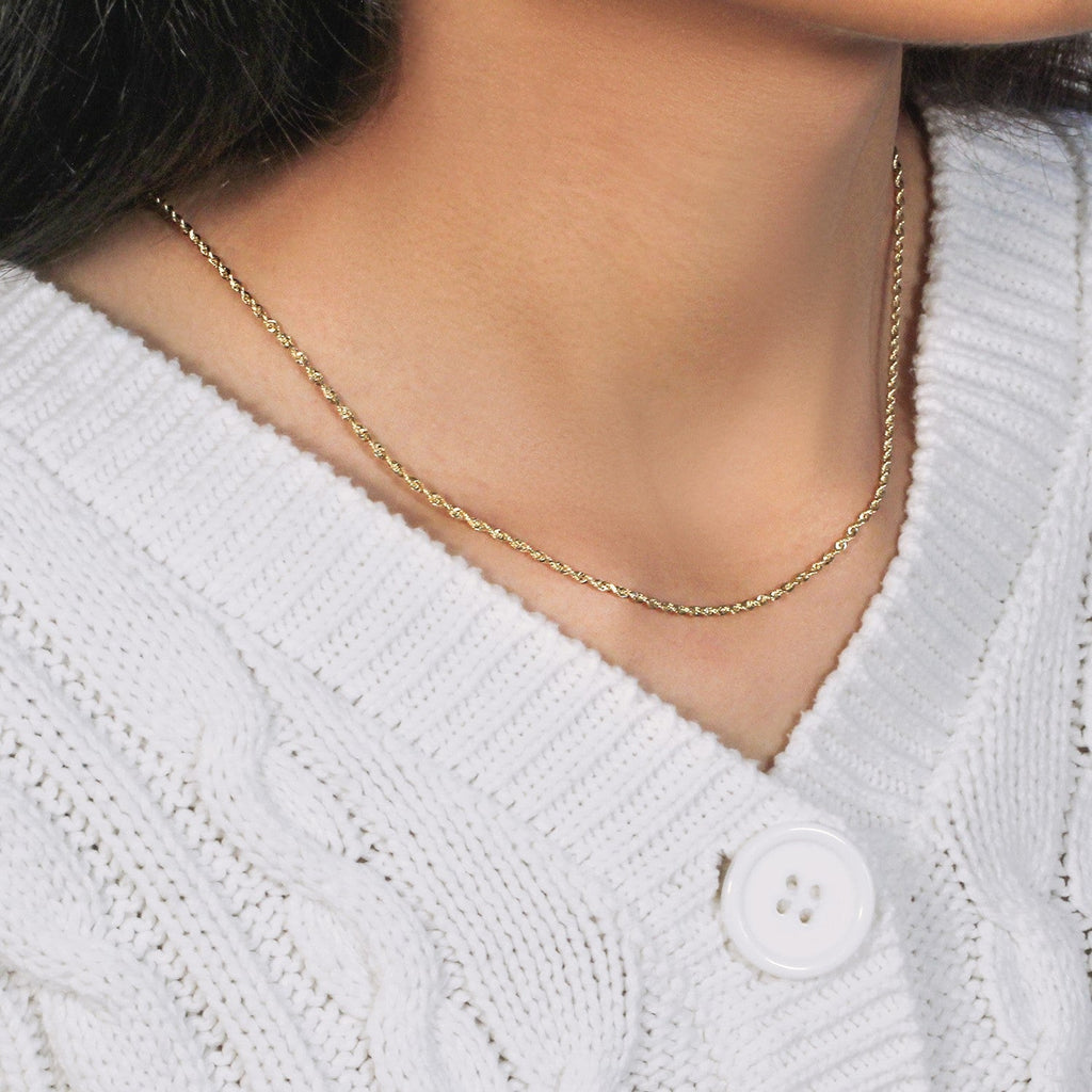 14k Yellow Gold Solid Diamond Cut Rope Chain (1.80 mm)