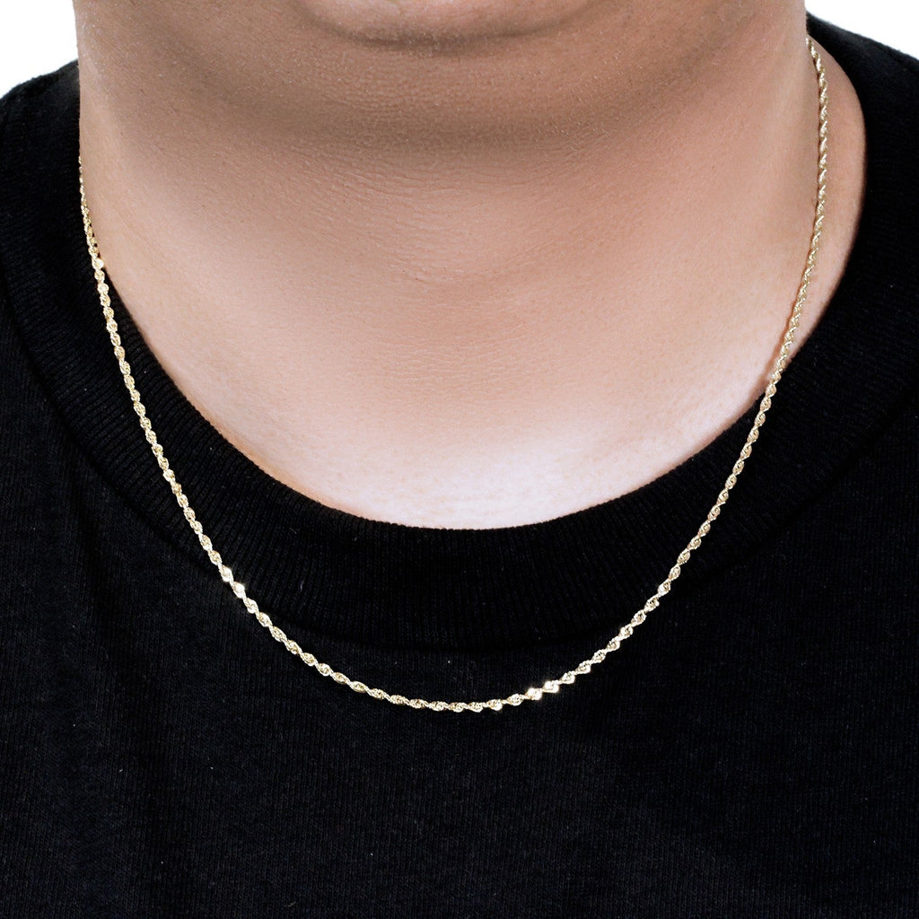 14k Yellow Gold Solid Diamond Cut Rope Chain (1.80 mm)