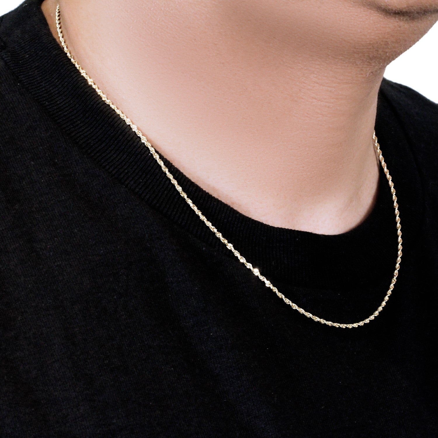 14k Yellow Gold Solid Diamond Cut Rope Chain (1.80 mm)