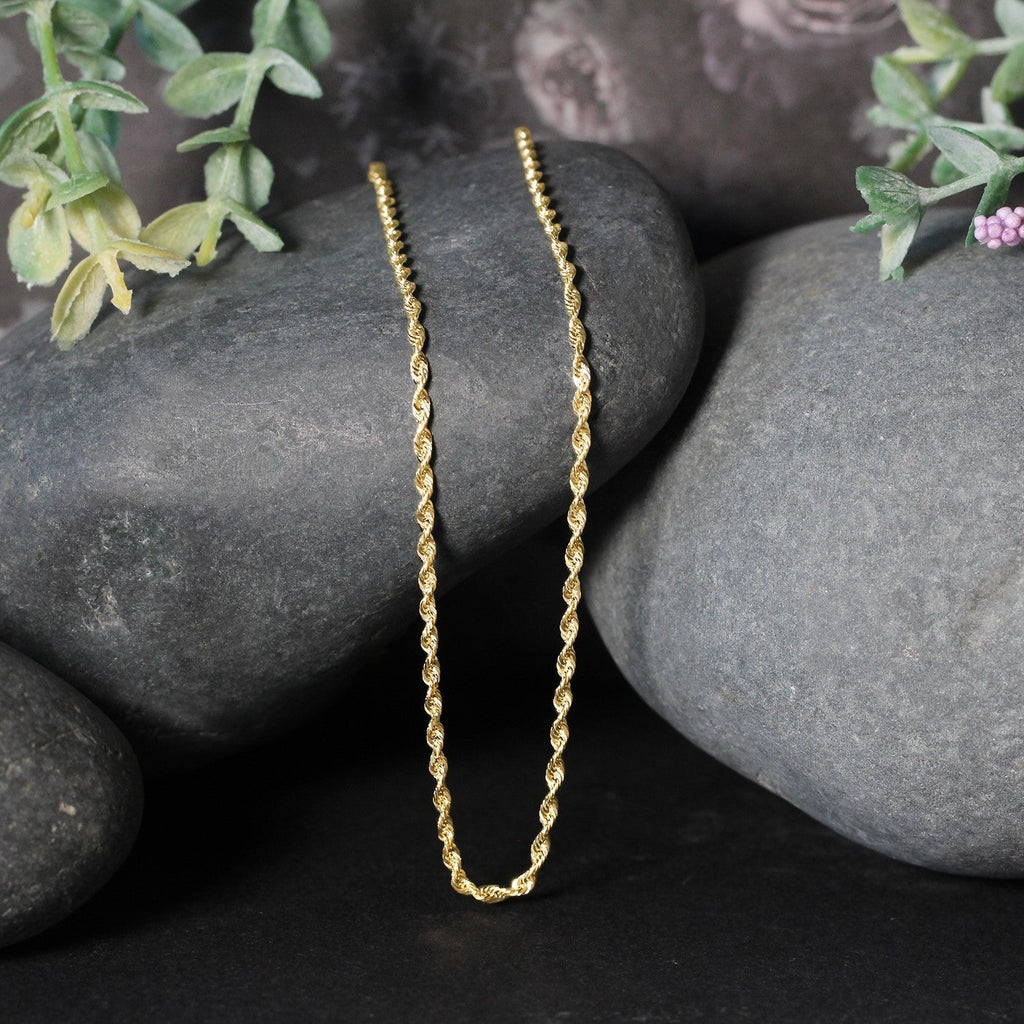 14k Yellow Gold Solid Diamond Cut Rope Chain (1.80 mm)