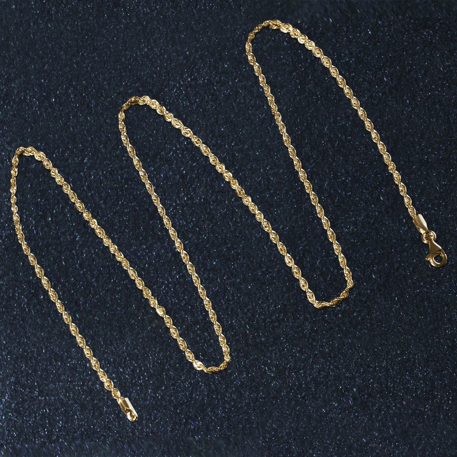 14k Yellow Gold Solid Diamond Cut Rope Chain (1.80 mm)