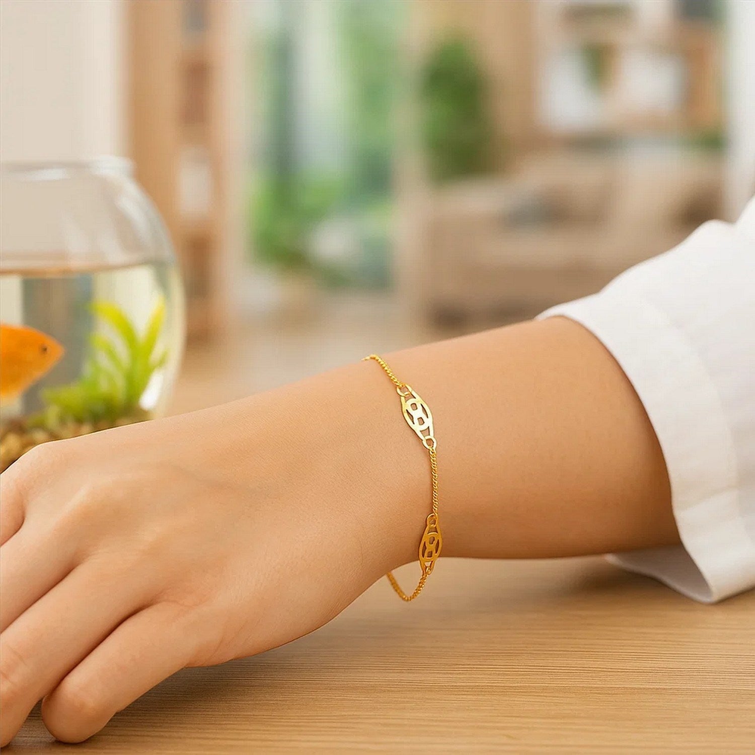 14k Yellow Gold Infinity Ankle Bracelet