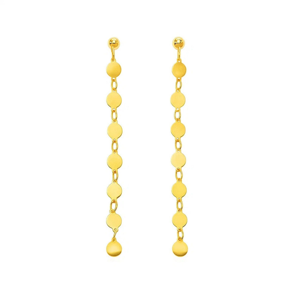 14k Yellow Gold Post Dangle Earrings with Polished Circles