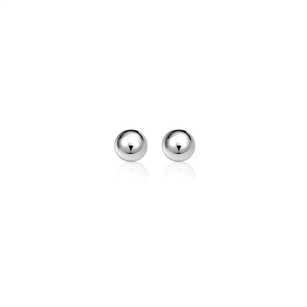 14k White Gold Classic Round Stud Earrings (6mm)
