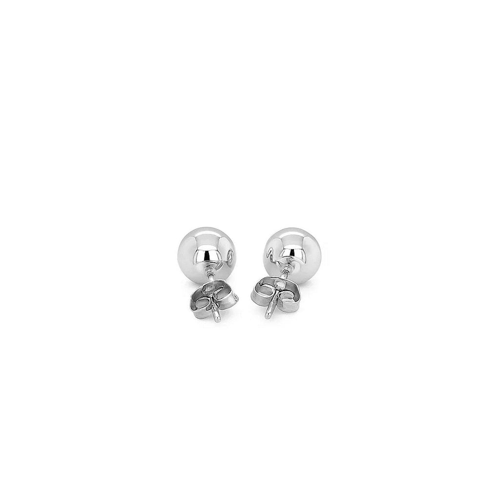 14k White Gold Classic Round Stud Earrings (6mm)
