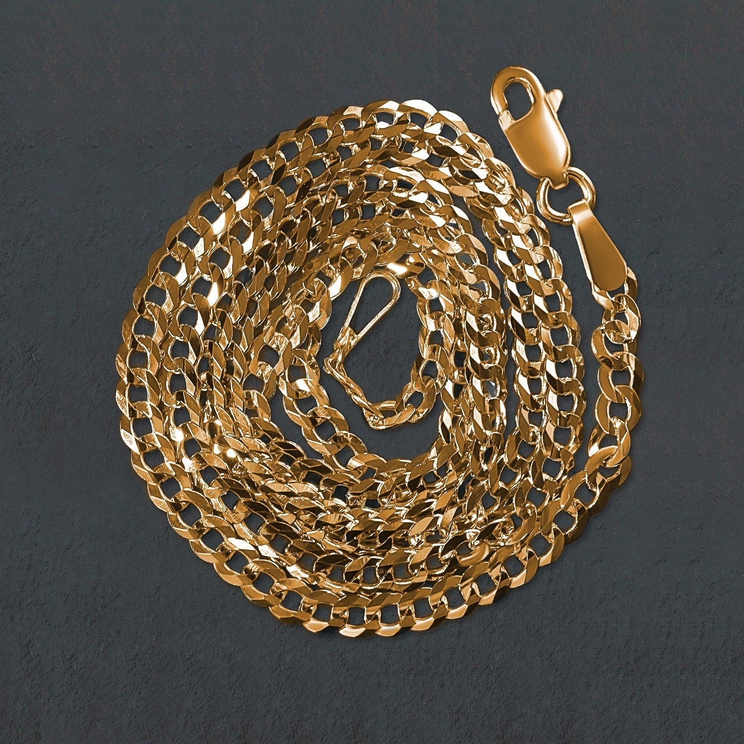 14k Yellow Gold Solid Curb Chain (2.60 mm)