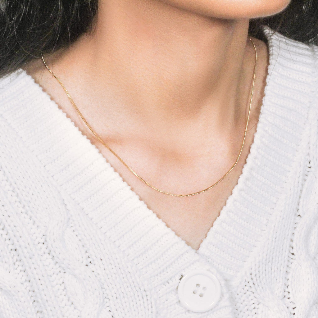 14k Yellow Gold Gourette Chain 1.0mm (1.00 mm)