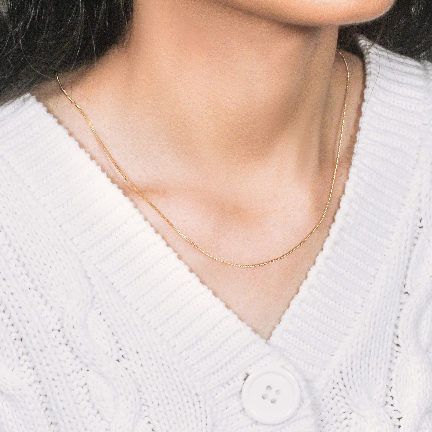 14k Yellow Gold Gourette Chain 1.0mm (1.00 mm)