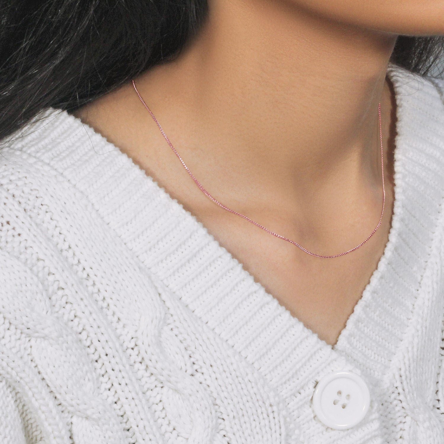 14k Rose Gold Diamond Cut Round Wheat Chain (0.70 mm)