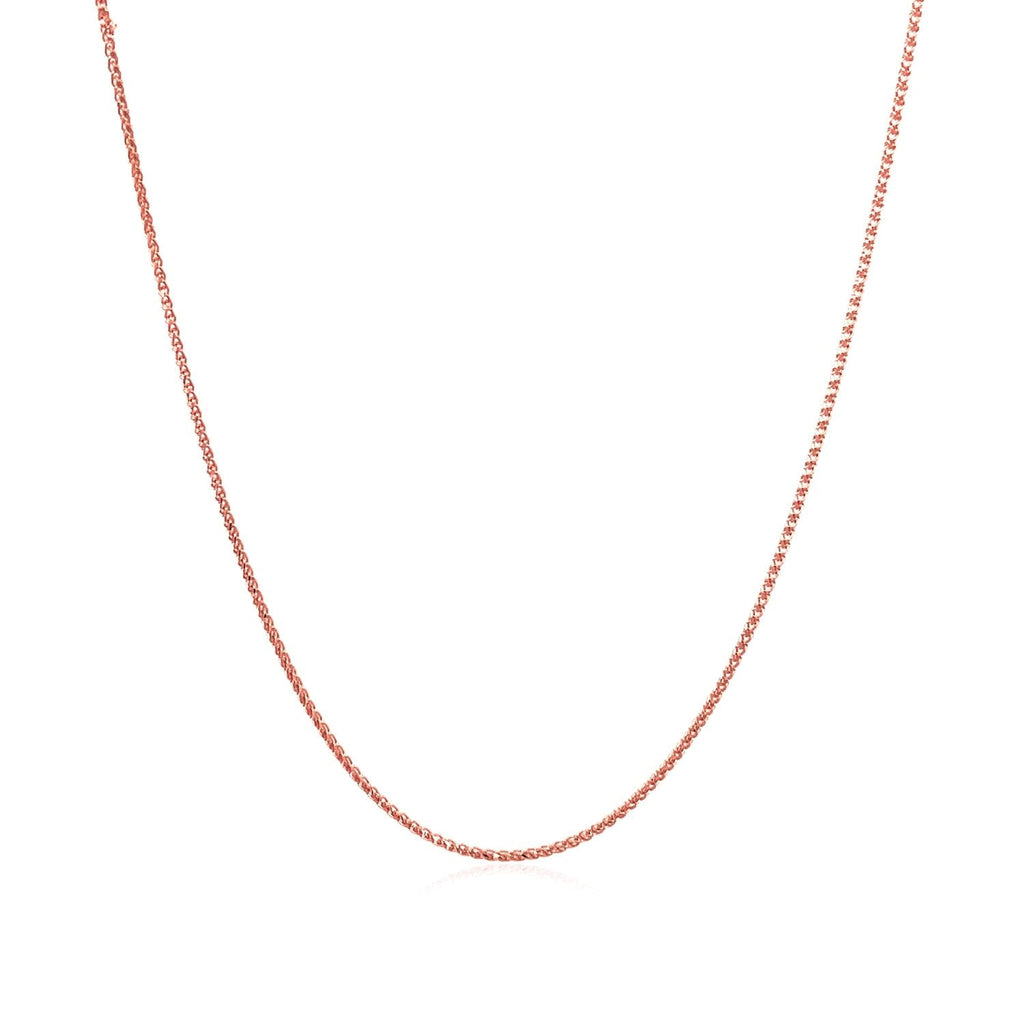 14k Rose Gold Diamond Cut Round Wheat Chain (0.70 mm)