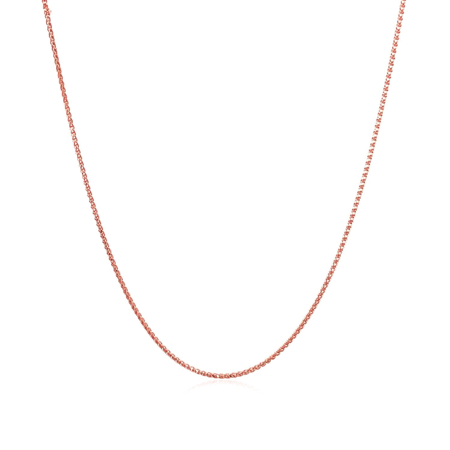 14k Rose Gold Diamond Cut Round Wheat Chain (0.70 mm)
