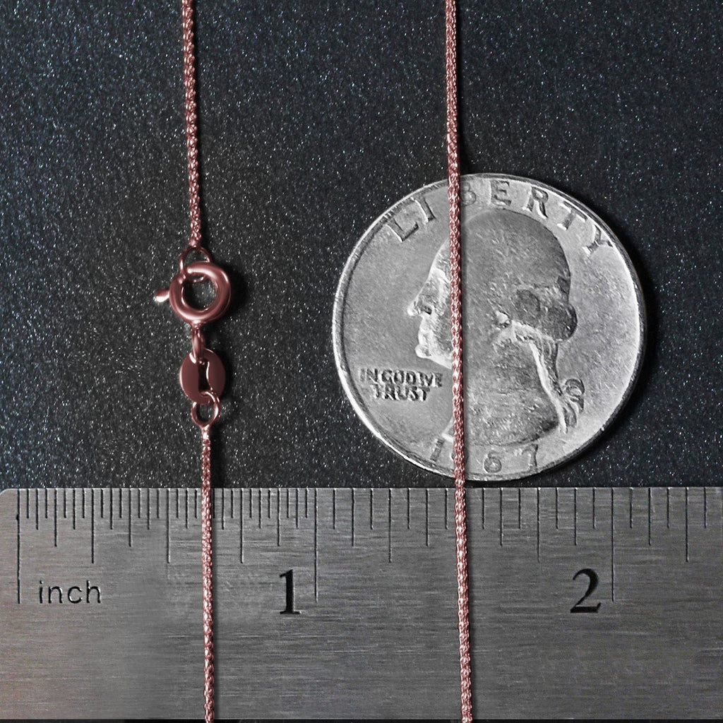 14k Rose Gold Diamond Cut Round Wheat Chain (0.70 mm)